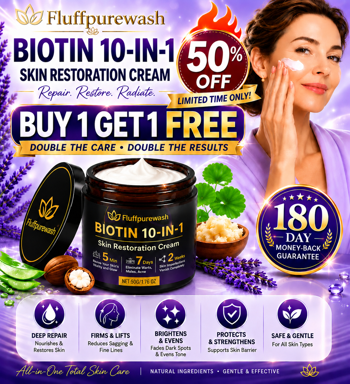 🔥LAST DAY 50% OFF-Fluffpurewash® Biotin 10-in-1 Skin Restoration Cream🍀