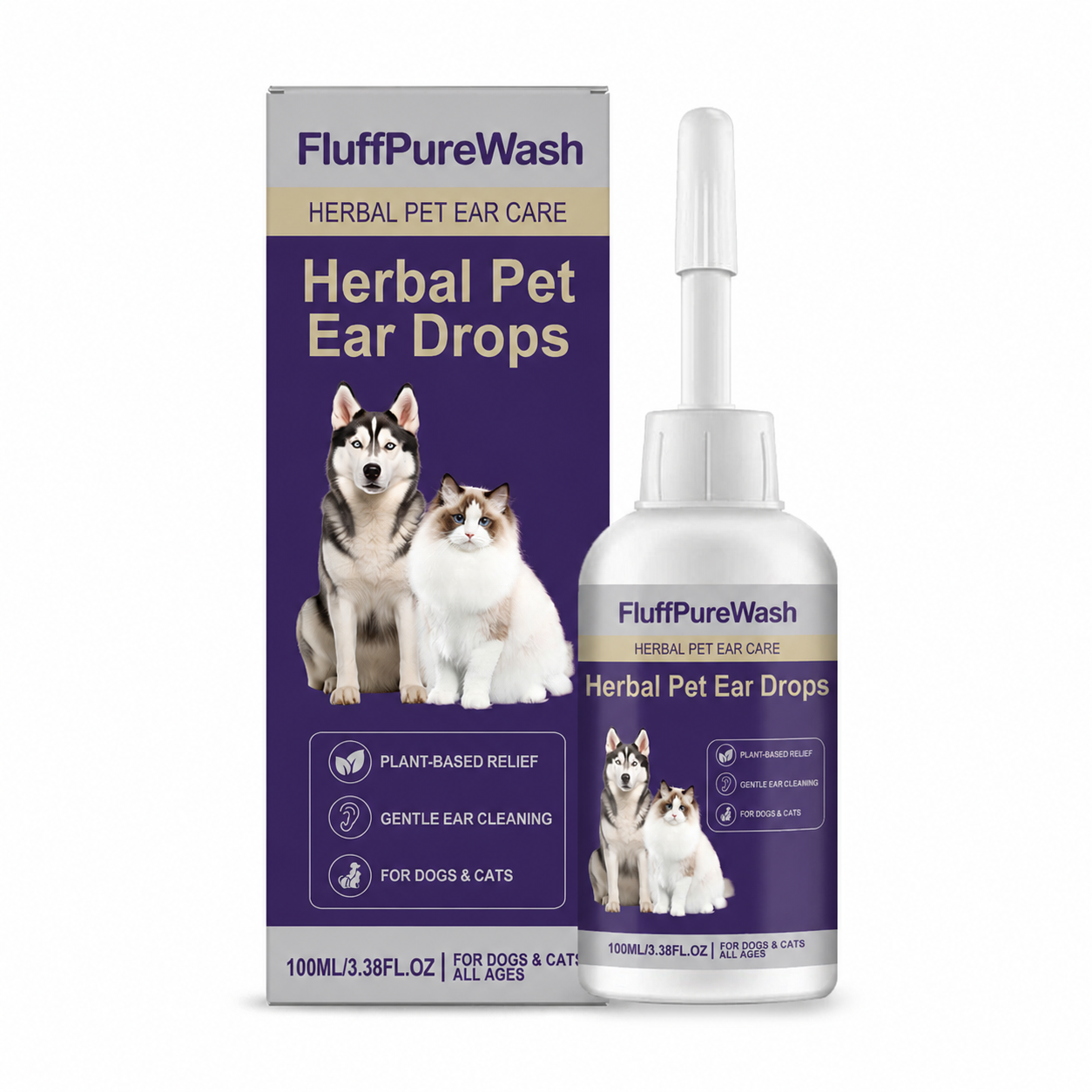 Best Seller🔥| FluffPureWash Herbal Pet Ear Drops🎉Special limited-time discount