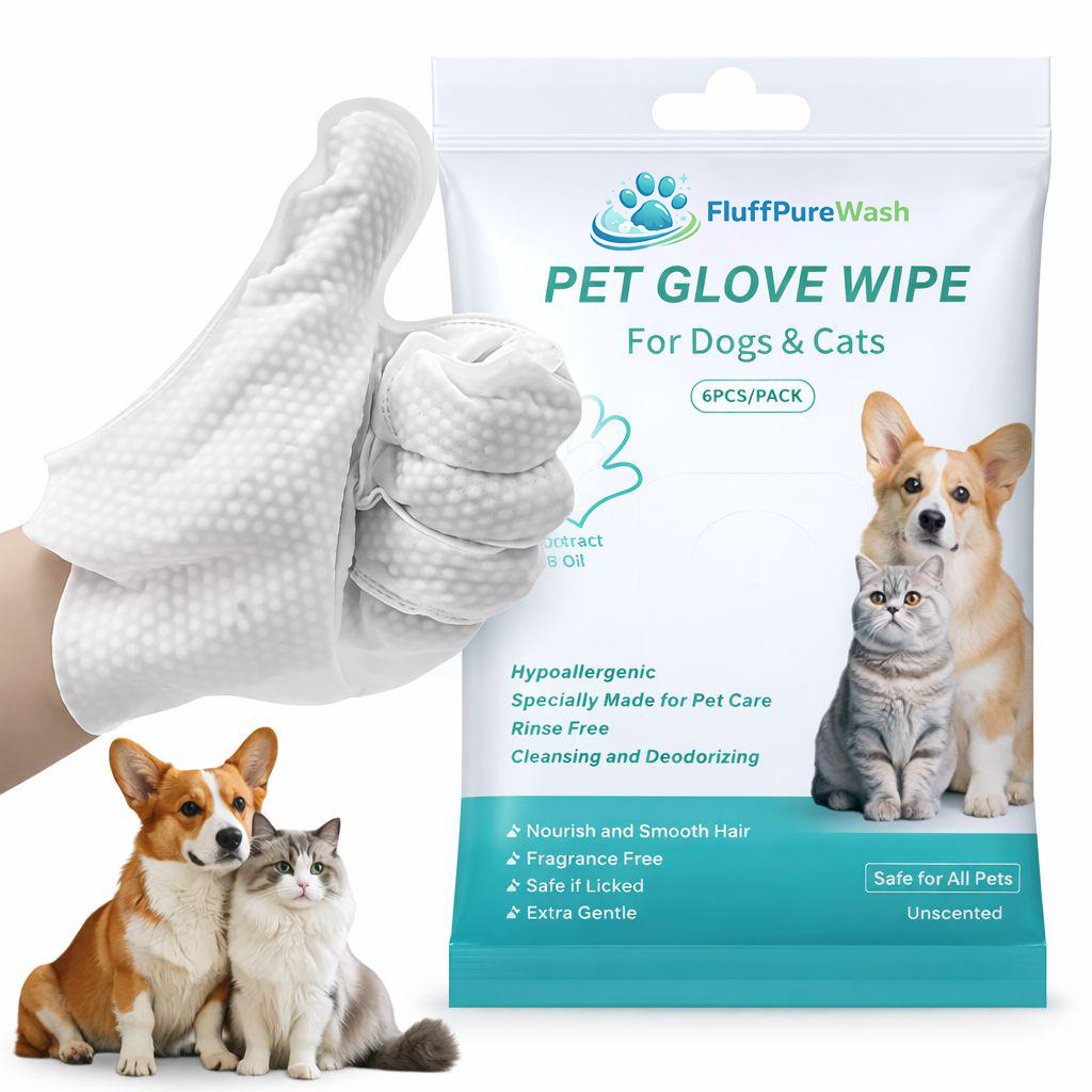 Fluffpurewash Glove cleaning wipes for pets