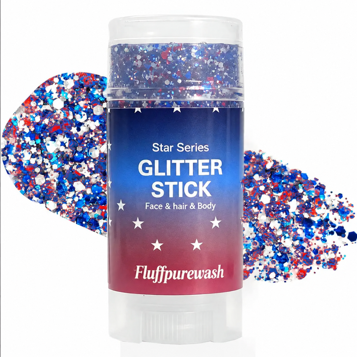 🦅Fluffpurewash 4th of July Glitter Stick✨Red, White & Blue Body & Hair Sparkle.