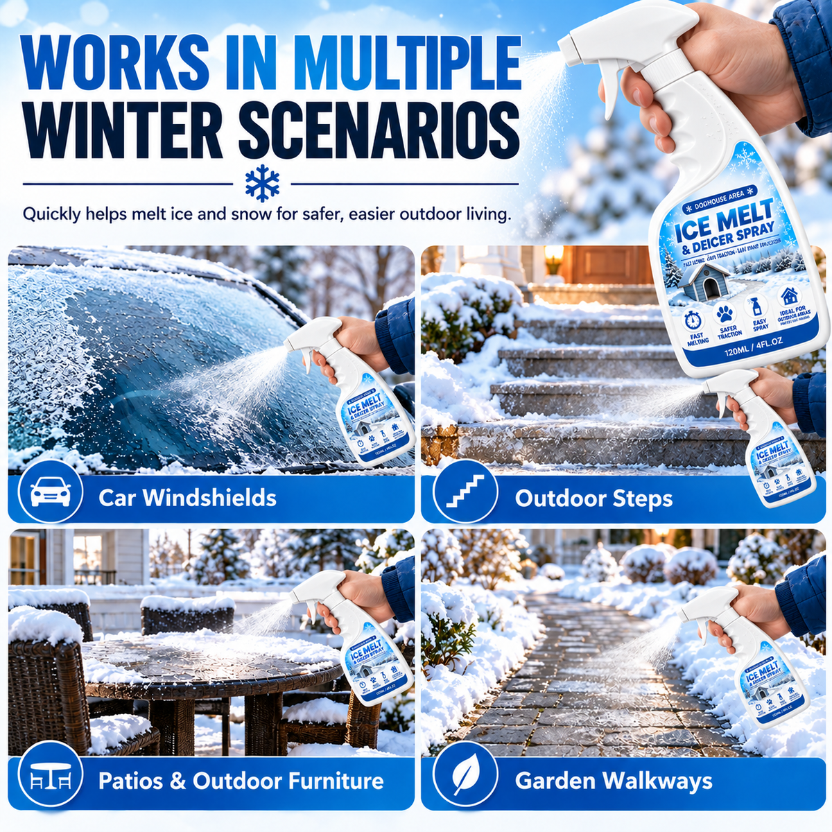 🔥Fast-Acting Snow✨ & Ice Melt Deicer Spray✨ – Instant Frost Remover, 120ml