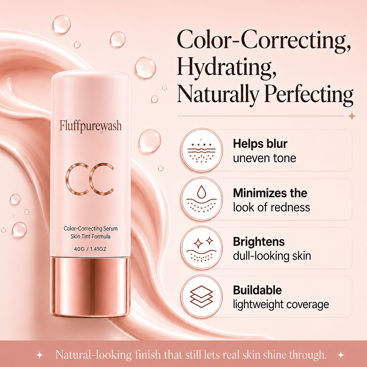 🔥LAST DAY 50% OFF - Buy 1 Get 1 Free 🎁 Skin-Perfecting CC Serum Cream