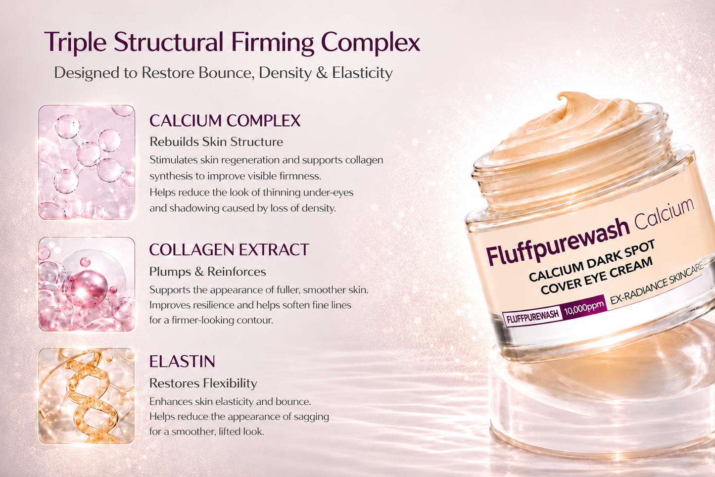 🔥LAST DAY 50% OFF - Fluffpurewash Korean Calcium Dark Spot Eye Cream