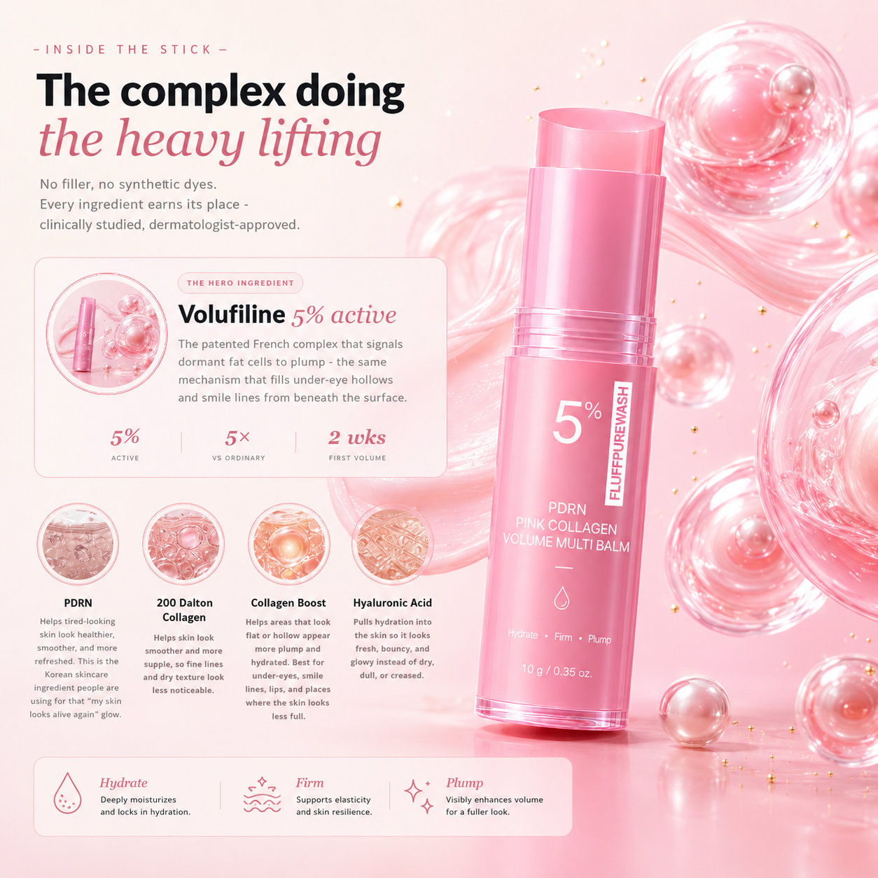 🔥LAST DAY 60% OFF Fluffpurewash Korean Pink CollagenVolume Multi Balm