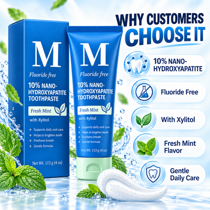 🔥🔥10% Nano-Hydroxyapatite Toothpaste✨ – Fluoride-Free, Fresh Mint, with Xylitol, 4 oz