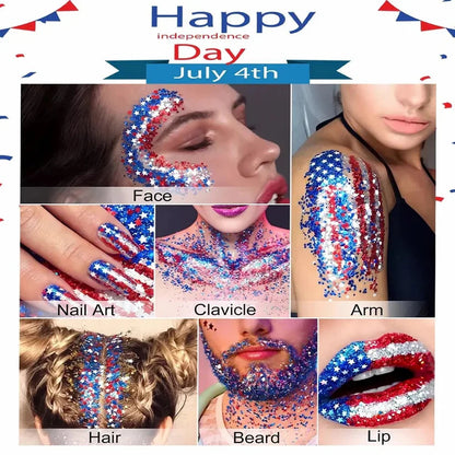 🦅Fluffpurewash 4th of July Glitter Stick✨Red, White & Blue Body & Hair Sparkle.
