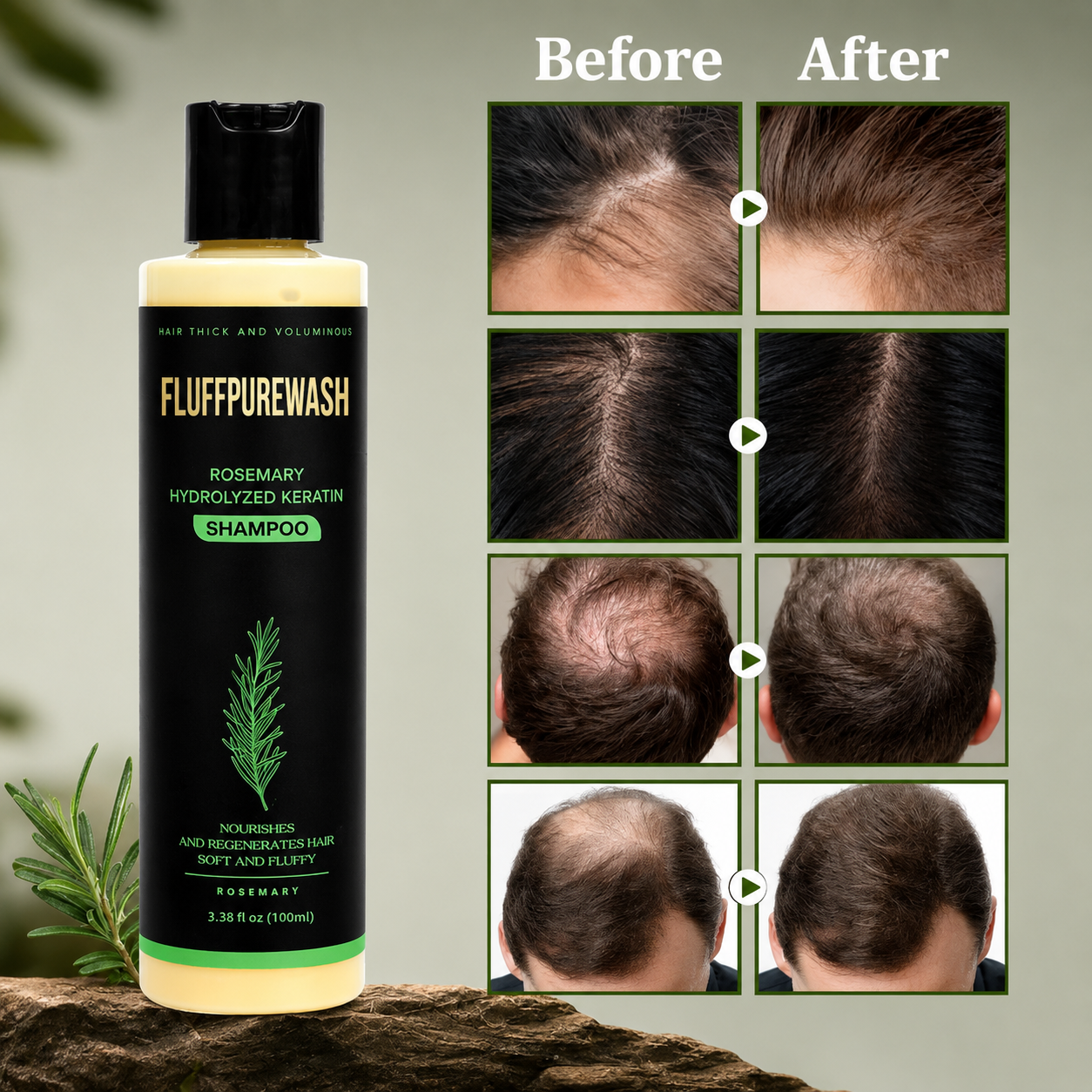 🔥LAST DAY 80% OFF - 🌿Fluffpurewash® Organic Rosemary Hair Growth Shampoo