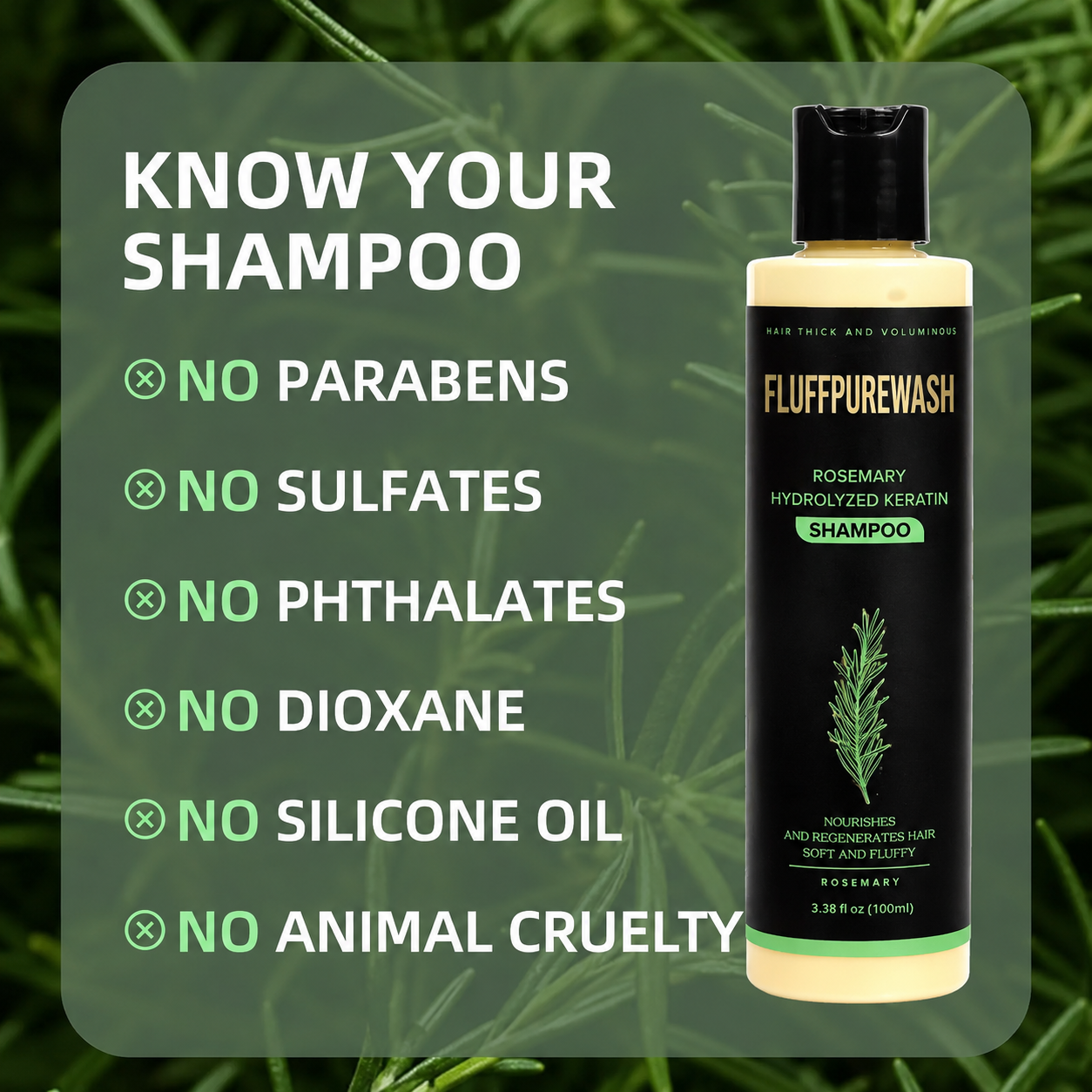 🔥LAST DAY 80% OFF - 🌿Fluffpurewash® Organic Rosemary Hair Growth Shampoo