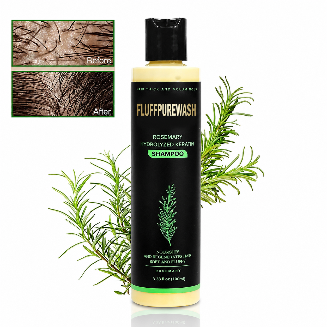 🔥LAST DAY 80% OFF - 🌿Fluffpurewash® Organic Rosemary Hair Growth Shampoo