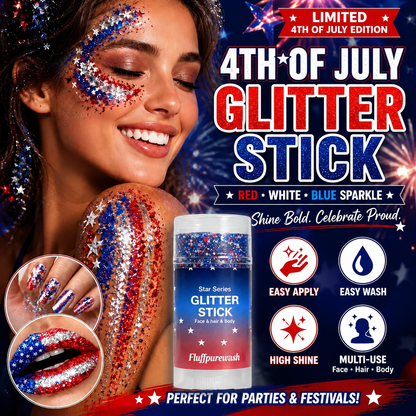 🦅Fluffpurewash 4th of July Glitter Stick✨Red, White & Blue Body & Hair Sparkle.